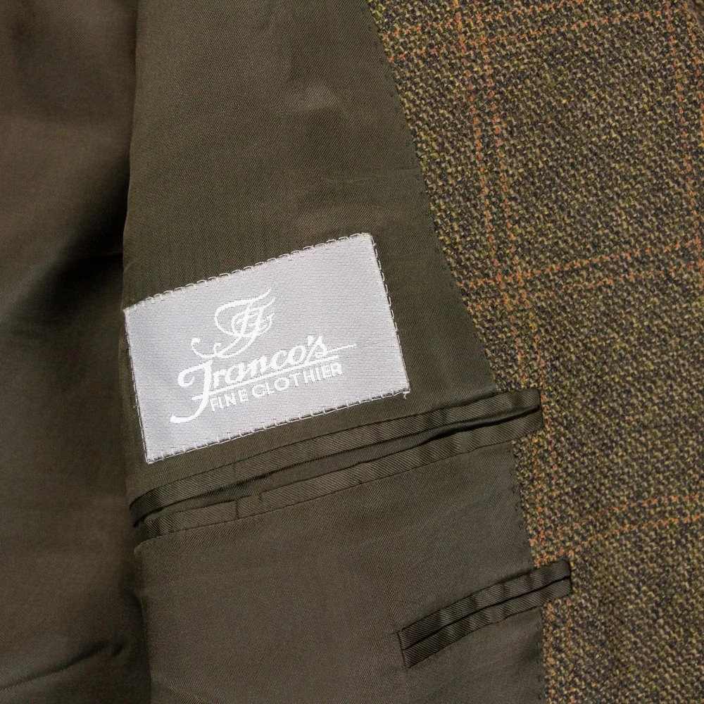 VTG Canali Mens 42R Brown Windowpane Wool Plaid‎ Blazer Jacket Sport Coat Italy